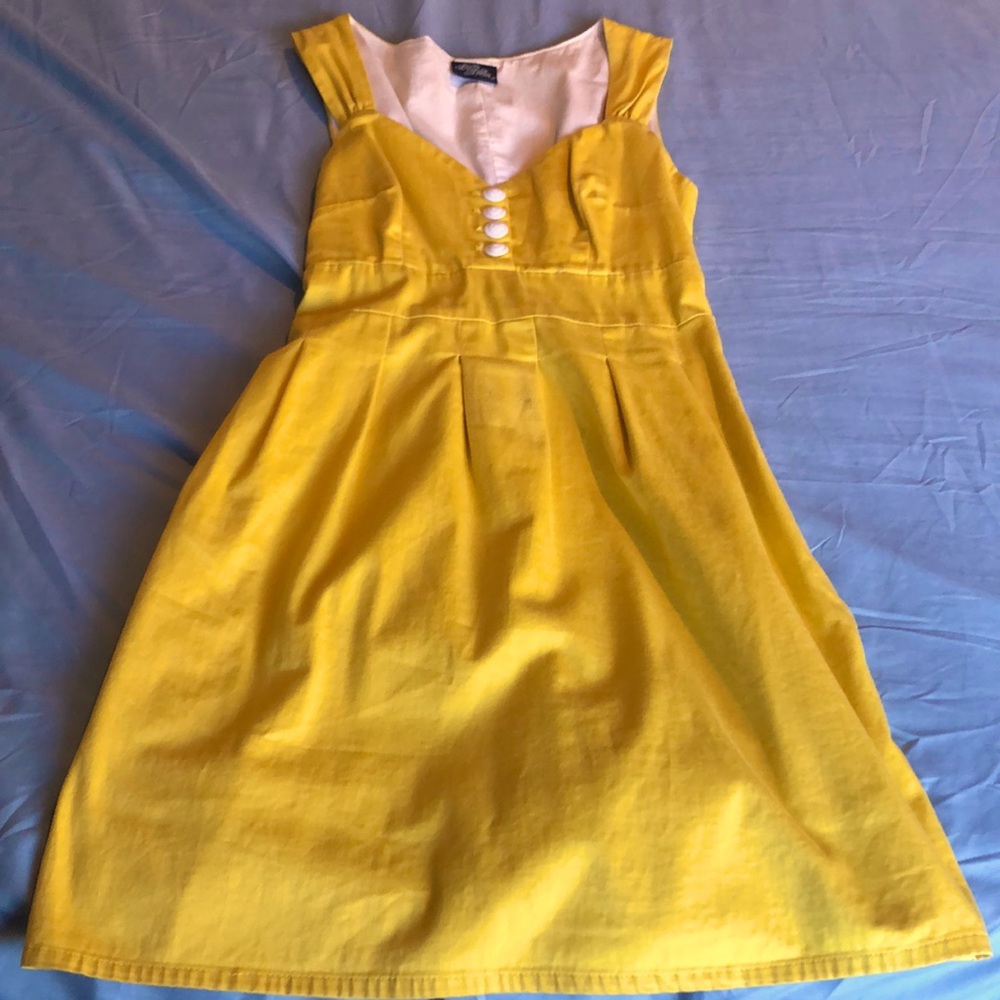 Rock Steady women’s dress size small mustard yellow with pockets ModCloth